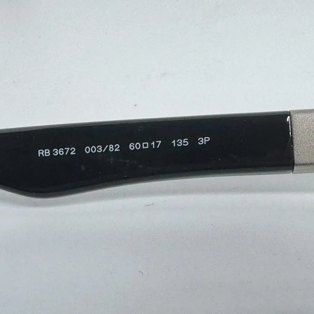 Ray‎ Ban RB3672 003/82 Sunglasses Gray /Shiny Silver Frame Only 60-17-135 H16991
